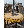 thumbnail image 2 of Outdoor Tablecloth with Umbrella Hole for Patio/Picnic/Party/Camping, Rustic Rooster Waterproof Table Cloth Round Cover Washable, Yellow Sunflowers Farmhouse Plants Retro Brown (Dia 60"), 2 of 9
