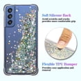 thumbnail image 5 of for Galaxy S21 FE Case,Samsung S21 FE Case,with HD Screen Protector, Shockproof Protective Clear Case for Girls Women,Bling Sparkle Quicksand Hard Shell TPU Case for Samsung Galaxy S21 FE, Silver, 5 of 7