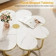 thumbnail image 5 of Tribesigns Coffee Table, Flower-Shaped Coffee Table, 39.37-Inch Wooden Floral Accent Center Table with Metal Frame for Living Room, Bedroom, White & Gold, 5 of 5