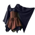 thumbnail image 5 of Brglopf Women's Retro Medieval Renaissance Costume Dresses Plus Size Vintage Flare Long Sleeve Gothic Dress with Corset Party Short Mini Dress(Navy,4XL), 5 of 5