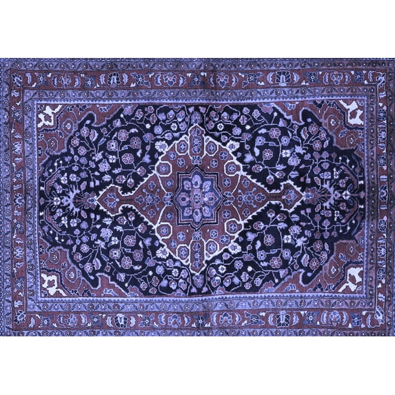 Ahgly Company Indoor Rectangle Medallion Blue Traditional Area Rugs, 7' x 10'