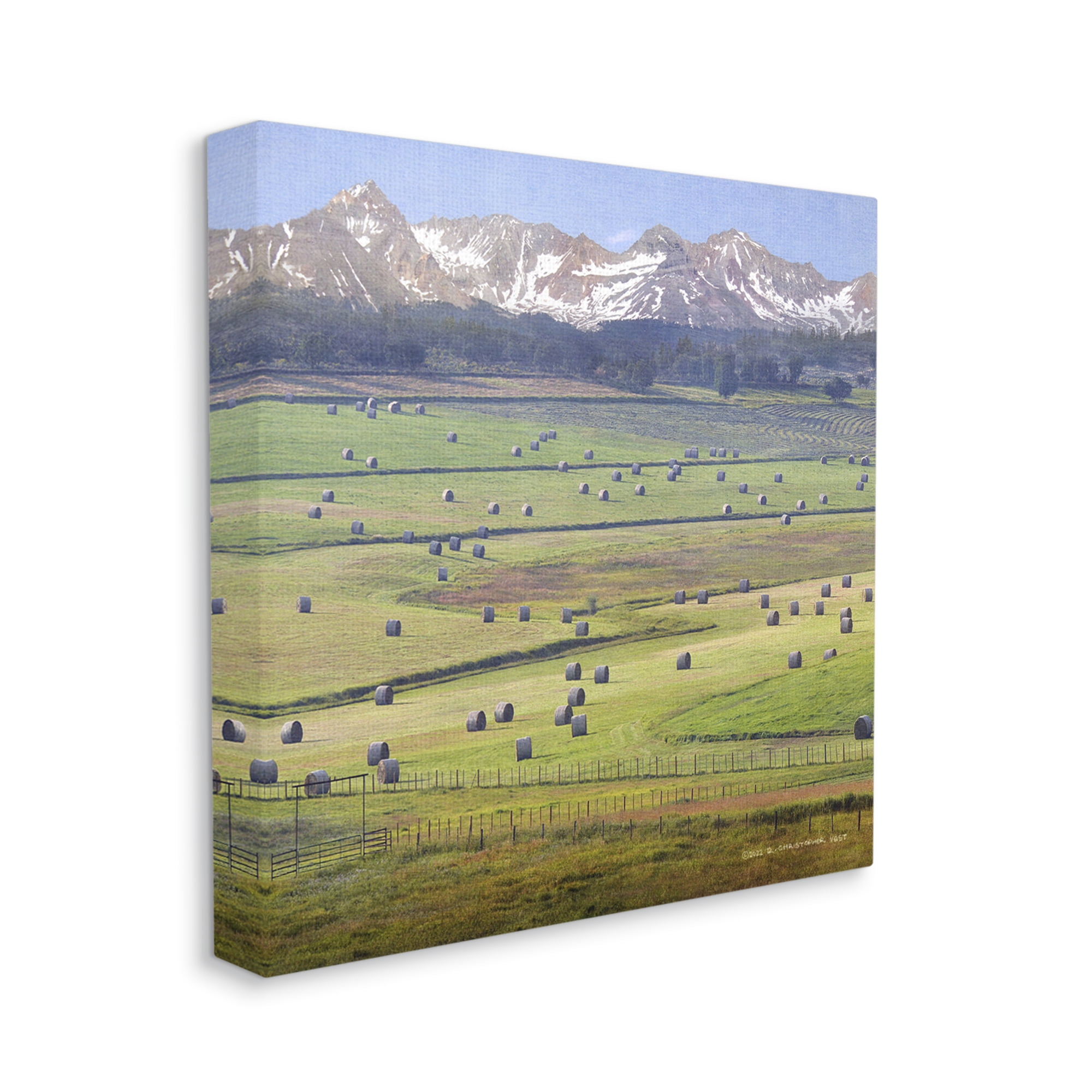 Stupell Rural Hay Bales Farm Pasture Landscape Photography Gallery Wrapped Canvas Print Wall Art