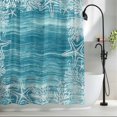 thumbnail image 2 of Sea Stars Shower Curtain, 36" x 72", Summer Beach Sea Star Coral Teal Texture Waterproof Bathroom Curtain Washable Shower Curtain Set with 12 Hooks, 2 of 8