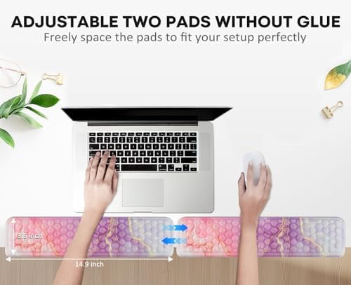 Tekola L-Shaped Desk Elbow Pad for Desk 2 Pack, Soft Memory Foam Elbow Support Padding with Non-Slip Base, Easy Typing Pain Relief Comfort for Office Work Gaming Marble Pink