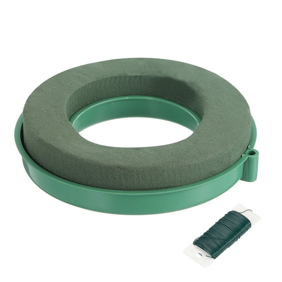 Foam Mud Block Ring Flower Foam Ring with Suction Cup 15CM Green Car Flower Mud for Holiday Decoration Wedding Car Decor