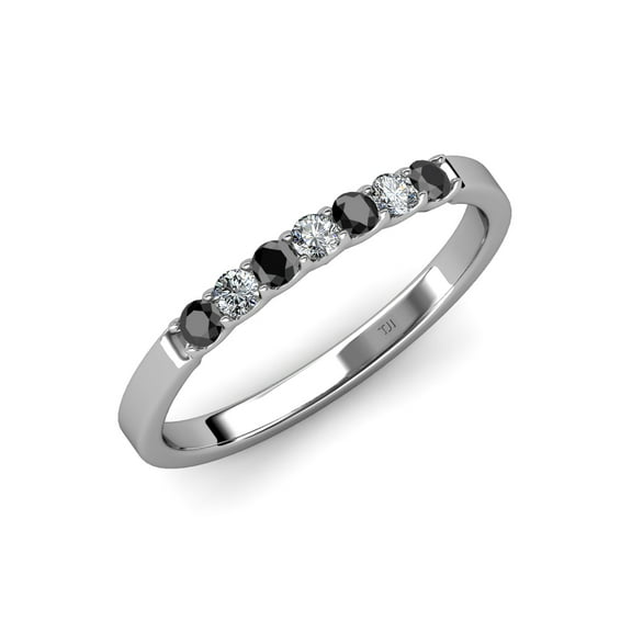 TriJewels 0.36 ctw Black Diamond and White Lab Grown Diamond 7 Stone Wedding Band in 10K Gold