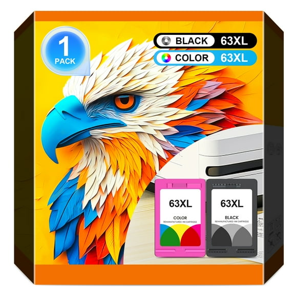HP Printer Ink 63 for HP 63XL Black Color Ink Cartridge Compatible for HP 63 Ink Cartridges for Printer 63XL Ink for HP Officejet 3830 4650 5255 5258 4655 5252 Envy 4520 4512