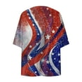 thumbnail image 5 of UVEASISHA Womens 4th of July Kimono Open Front Plus Size Cardigans Dressy Casual 3/4 Sleeve American Flag Print Kimonos Beach Flowy Cardigan Jackets Multicolor XL, 5 of 6