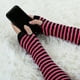 thumbnail image 4 of Guantes largos de punto Allegra K sin dedos Calentador de manos Negro-Fucsia One Size, 4 of 6