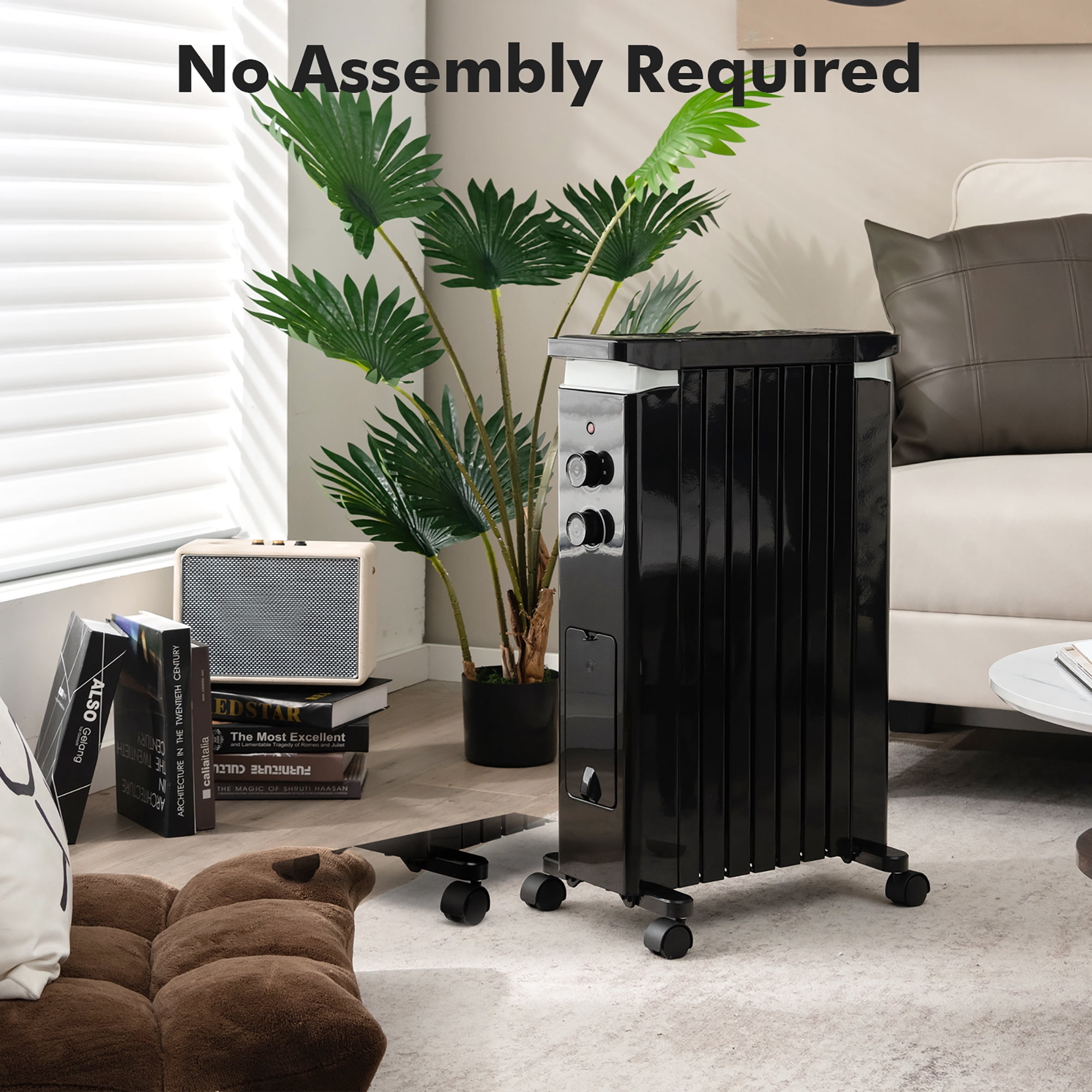 Costway 1500W Oil Filled Radiator Heater Electric Space Heater w/  Humidifier Black - Walmart.com