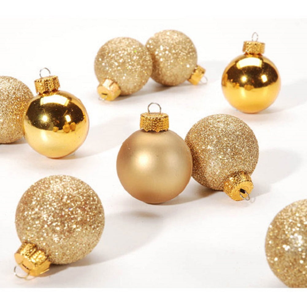 24 x Large Gold Baubles 6cm Christmas Tree Decorations Glitter Matte & Shiny