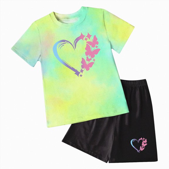 zaveiop Girls Clothes Summer 2 Piece Outfits Drop Shoulder T-Shirts Biker Shorts Fashion Clothing Sets (Mint Green, 11-12 Years)