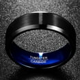thumbnail image 2 of 8mm Men's Classic Black-Blue Tungsten Carbide Wedding Ring Beveled Edge Comfort Fit Size 8-12, 2 of 5