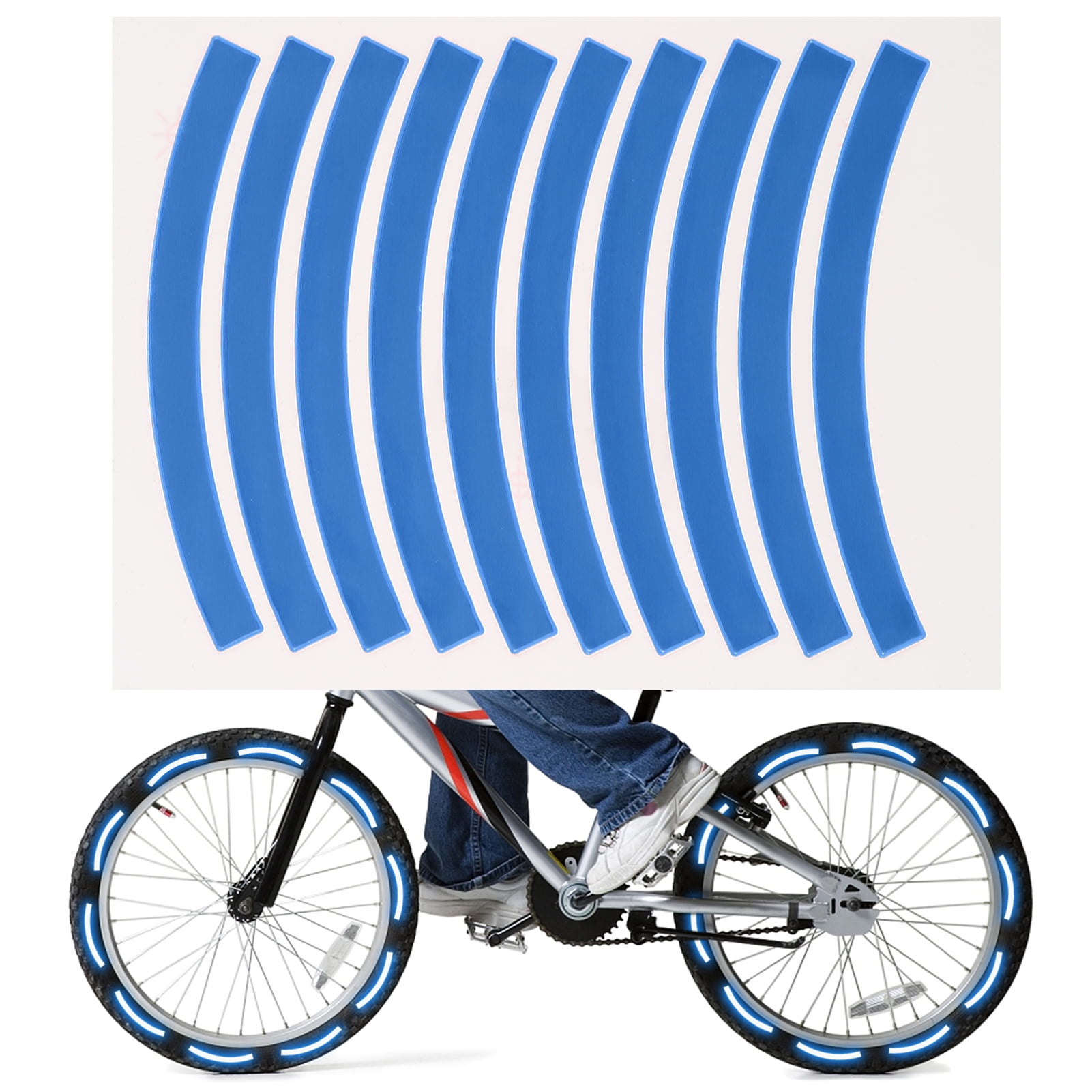 Blue Reflective Bike Wheel Rim Stickers Cycling Safety Reflector Bright Stickers 