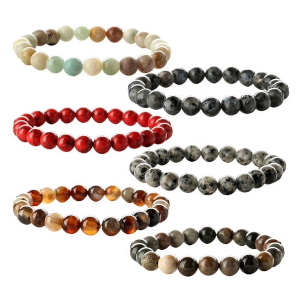 Pulsera de cuentas, pulseras elásticas elásticas, pulseras de cuerda trenzada ajustable para hombres y mujeres MFZFUKR BST3022517-3