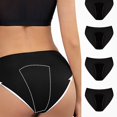 thumbnail image 2 of Lumosvexa Women's Period Briefs 4 Pack Stretchy Soft Cotton Mid Waist Casual Comfort Breathable Underpants Black XL, 2 of 9
