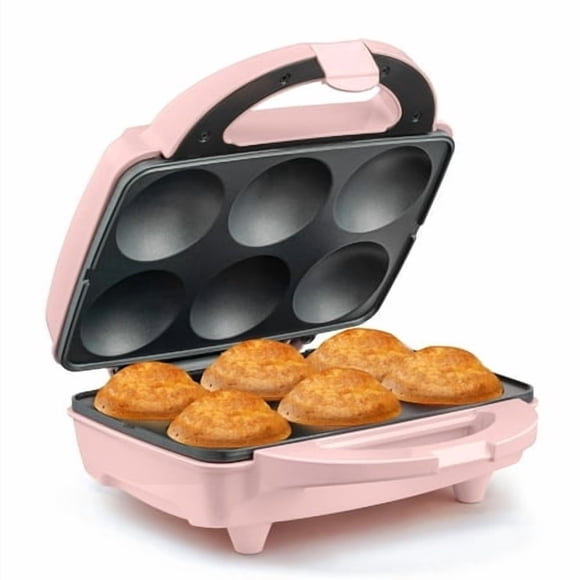 Holstein Housewares Machine à Cupcakes Électrique Antiadhésive, Lot de 6 - Prépare 6 Cupcakes, Muffins, Tasses à Pizza, Petits Pains à la Cannelle - Parfaite pour les Cadeaux, Anniversaires, Jours Fériés Ou les Ventes de Pâtisseries, Rose