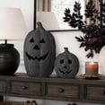thumbnail image 5 of Fall Decor - 5.9" Halloween Black Handmade Resin Pumpkin Jack O' Lantern Decorations, Vintage Autumn Farmhouse Pumpkin Table Decoration for Home Indoor Outdoor Front Porch Mantel, 5 of 12