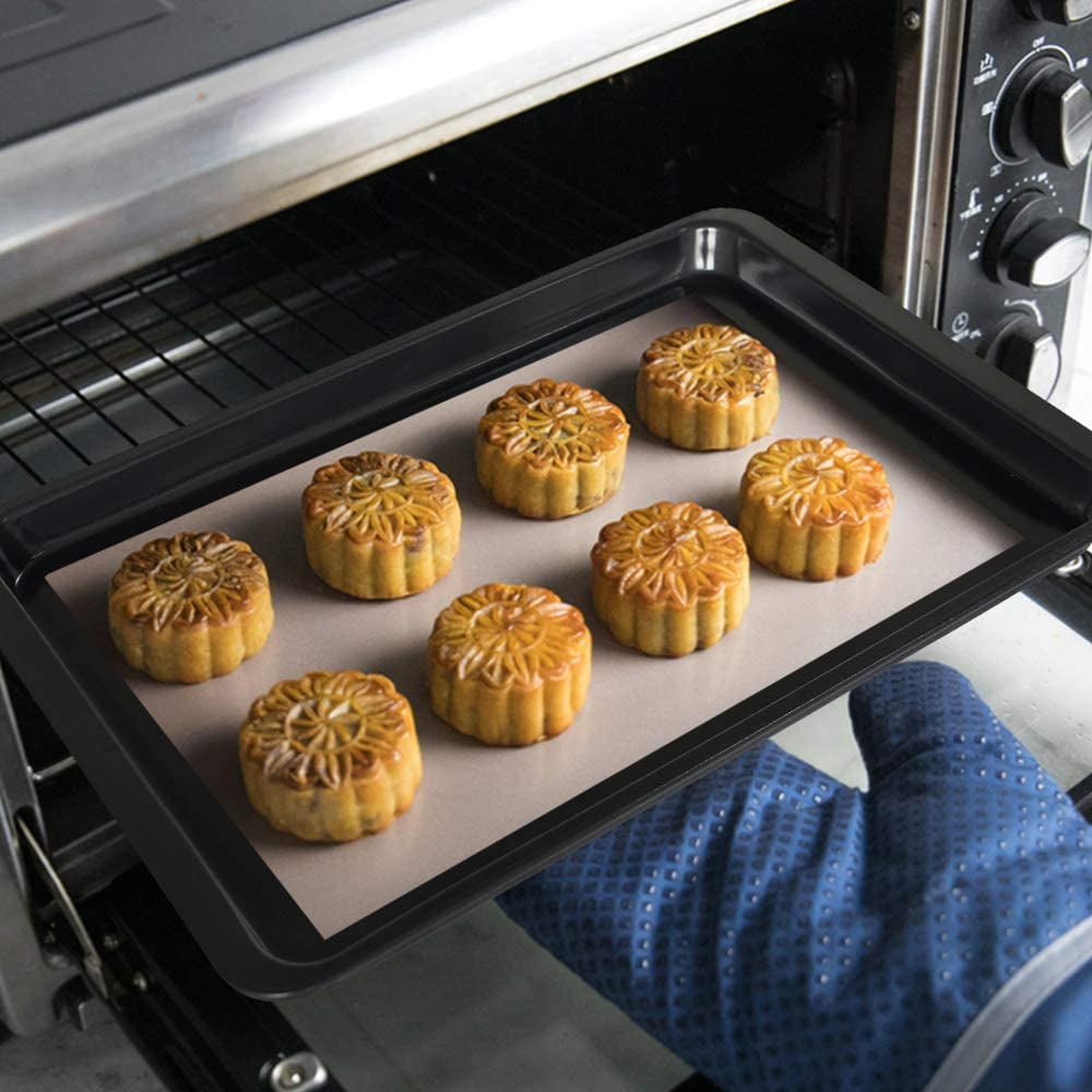 Baking Sheet 2 Pack, 10x14.6 Inch Cookie Sheet Nonstick Carbon Steel Baking Sheet for Oven Pans Baking Tray Cooking Sheets Black