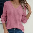 thumbnail image 2 of Posijego Women's V Neck Sweater Lightweight Long Sleeve Shirts Casual Loose Tunic Tops with Leggings, 2 of 7