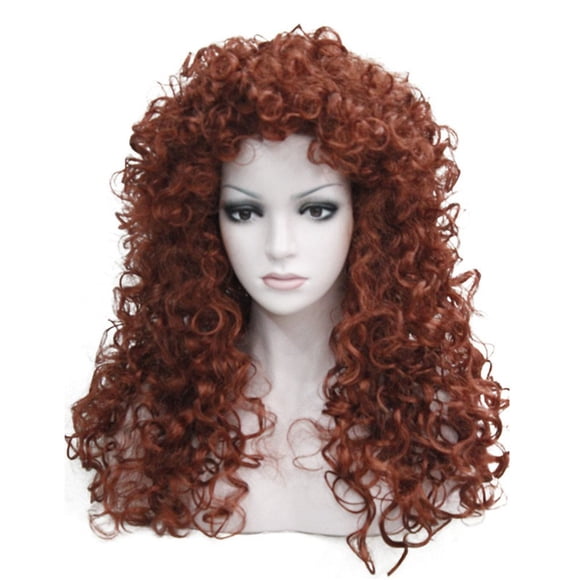 Aimole Pelucas largas y rizadas de pelo sintético resistente al calor, peluca para mujer Cosplay (130-fox rojo)