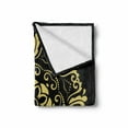 thumbnail image 2 of Yellow Damask Soft Flannel Fleece Throw Blanket, Graphic Abstract Flowers Circular Frame Leaves Image, Cozy Plush for Indoor and Outdoor Use, 70" x 90", Pale Yellow and Black, by Ambesonne, 2 of 6