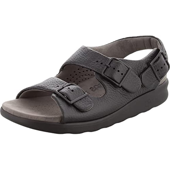 San Antonio shoe Womens Relaxed Open Toe Casual Slingback, Black, 8 W US