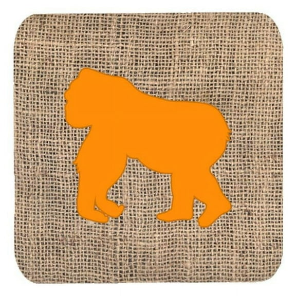 Gorilla Burlap And Orange Foam Coasters - Set 4, 3.5 x 3.5 In.