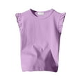 thumbnail image 2 of KONDYS Girls Ruffle Sleeve T Shirt Solid Color Vest Girls Basic Short Sleeve Cute Cozy Beautiful Girls Tops, 2 of 3