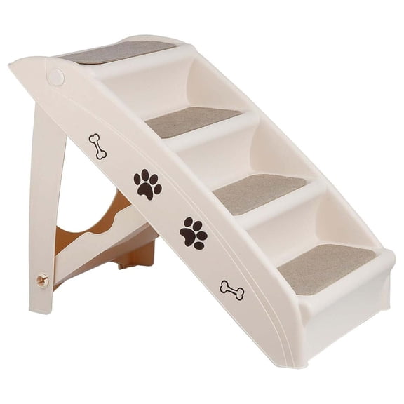 EIGHTNINE Pet Dog Stairs Foldable Nonslip Dog Steps for Small Pet Dogs Cats at Home and Vehicle Dog Ramp Ladder for High Beds Sofa (Tan)