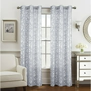 Jasmine Metallic Doily 2-Pack Grommet Curtain Panel Pair in Silver