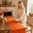 thumbnail image 4 of Halloween Table Runner Cute 3D Pumpkin Embroidery Fall Table Runner for Thanksgiving Decor Autumn Harvest Party Kitchen Dining Seasonal Indoor Outdoor, 13x72 Inch, 4 of 5