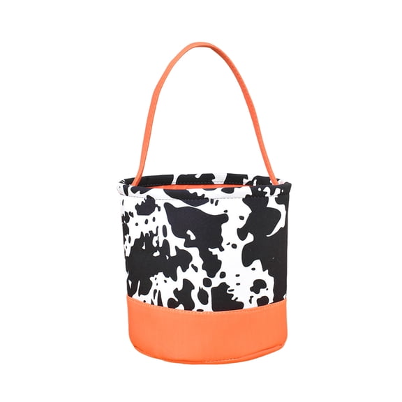 Halloween Pumpkin Candy Basket, Reusable Fabric Trick or Treat Bucket with Handle, Large Halloween Candy Bag for Party Decorations, Gift and Treat Storage