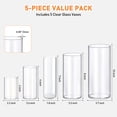 thumbnail image 5 of 5 Pack Glass Cylinder Vases, Clear Glass Flower Vases for Centerpieces, Floating Candle Holders for Wedding Table and Home Decor, 4", 6", 7.5", 8", 10" Tall, 5 of 9