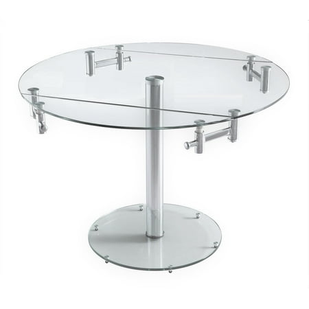 Extendable Round Glass Dining Table, Round Glass Extendable Dining Table