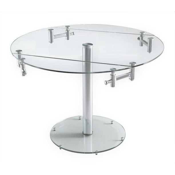 Extendable Round Glass Dining Table, Extendable Glass Round Dining Table