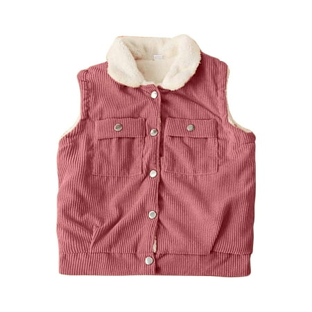 

Kids Clothes for Boys Girls Unisex Corduroy Tank Sleeveless Button Down Solid Warm Lined Spring Vests Tank