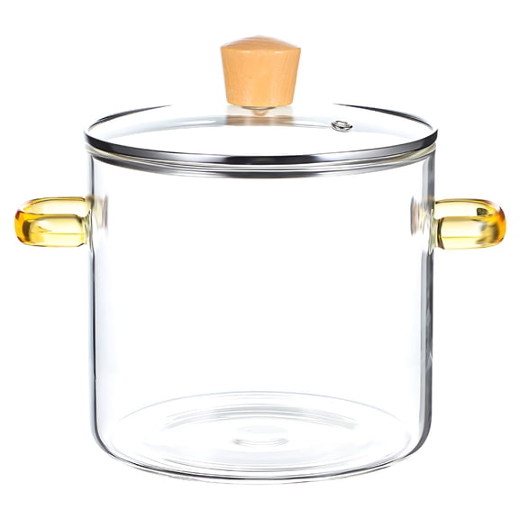 ACDANC Glass Cooking Pot Glass Stovetop Pot Clear Simmer Pot Glass Cookware Glass Saucepan 2300ml