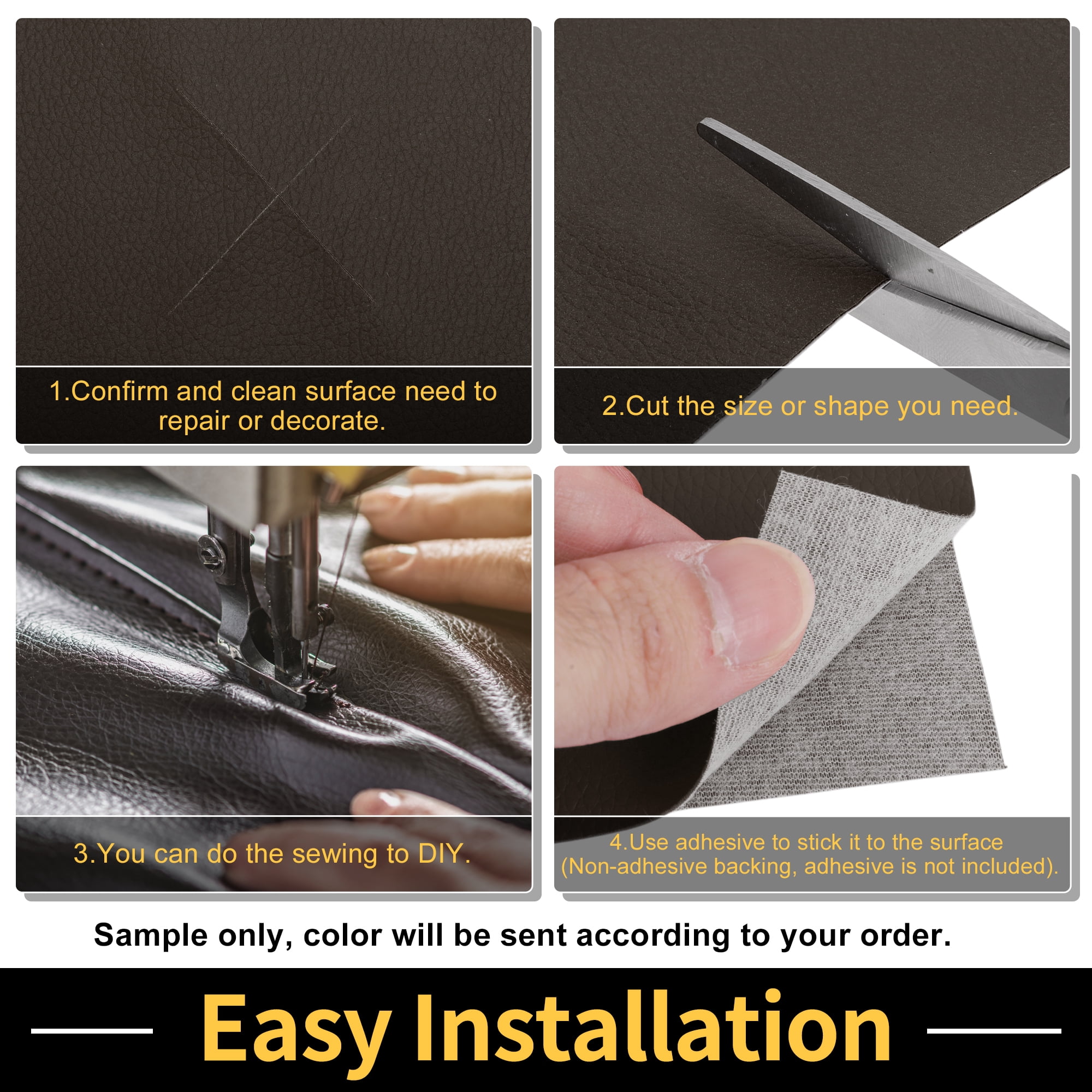 Unique Bargains Leather Fabric Upholstery Leather Repair Patch 91x137cm for Automotive Car Boat Seat Sofa Couches Chair Interior Trim DIY Brown 1 Pcs