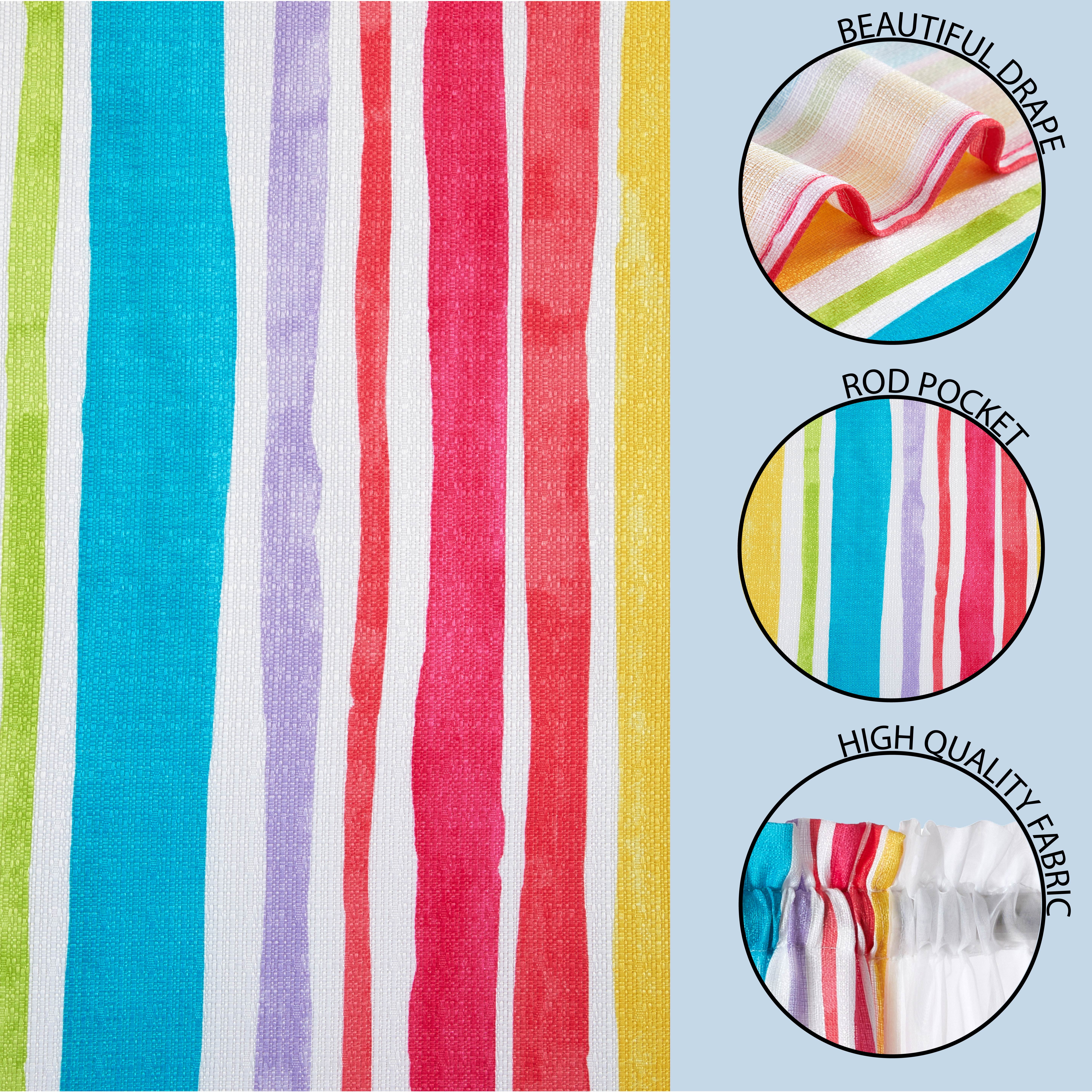 Your Zone 4-Piece Curtain and Sheers Panel Set, Watercolor Stripes, 27.5 in W x 54 in L