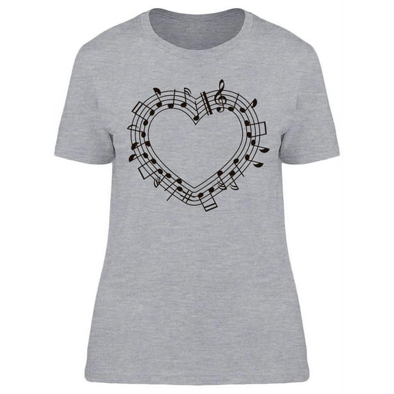 Love Heart Shaped Music Notes T-Shirt Women -Image by Shutterstock, Female x-Large