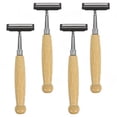 thumbnail image 1 of 4 Pcs Eco Friendly Stainless Steel Beard Clipper Razor with Bamboo Handle, 1 of 8