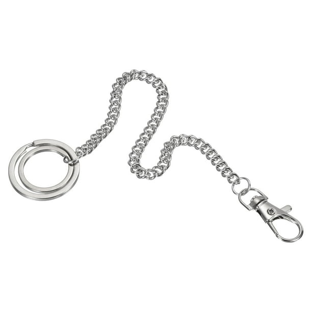 Cadena de llaves Uxcell con anillas y clip de langosta de metal para cinturón, plata 8" 1
