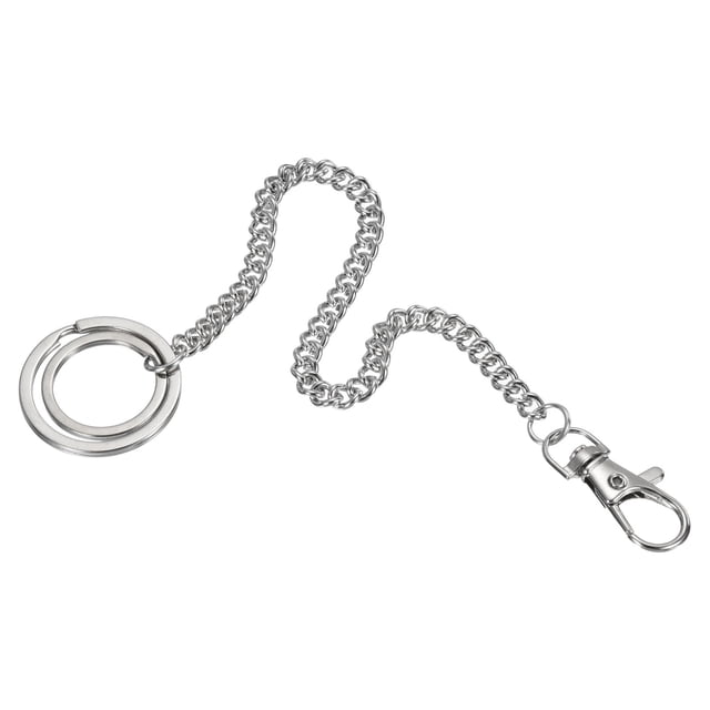 Cadena de llaves Uxcell con anillas y clip de langosta de metal para cinturón, plata 8" 1