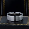 thumbnail image 3 of Jewelry Avalanche 8mm Cobalt Chrome Wedding Band Ring Brushed Center Pipe Cut Comfort Fit Men’s Anniversary Ring size 12.5, 3 of 5