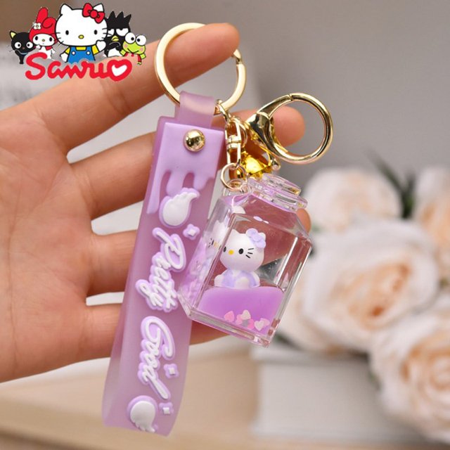 LLavero de botella de aceite acrílico de Sanrio Hello Kitty, colgante de bolsa de pareja de dibujos animados para coche, Bolsa Escolar, regalo, llavero de juguete, llave de bolsa de pareja YAOSANBAO BAO unisex