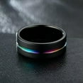 thumbnail image 4 of 8mm Men Black Brushed Titanium Ring Rainbow Line Wedding Party Band Male Sz 6-13, 4 of 6