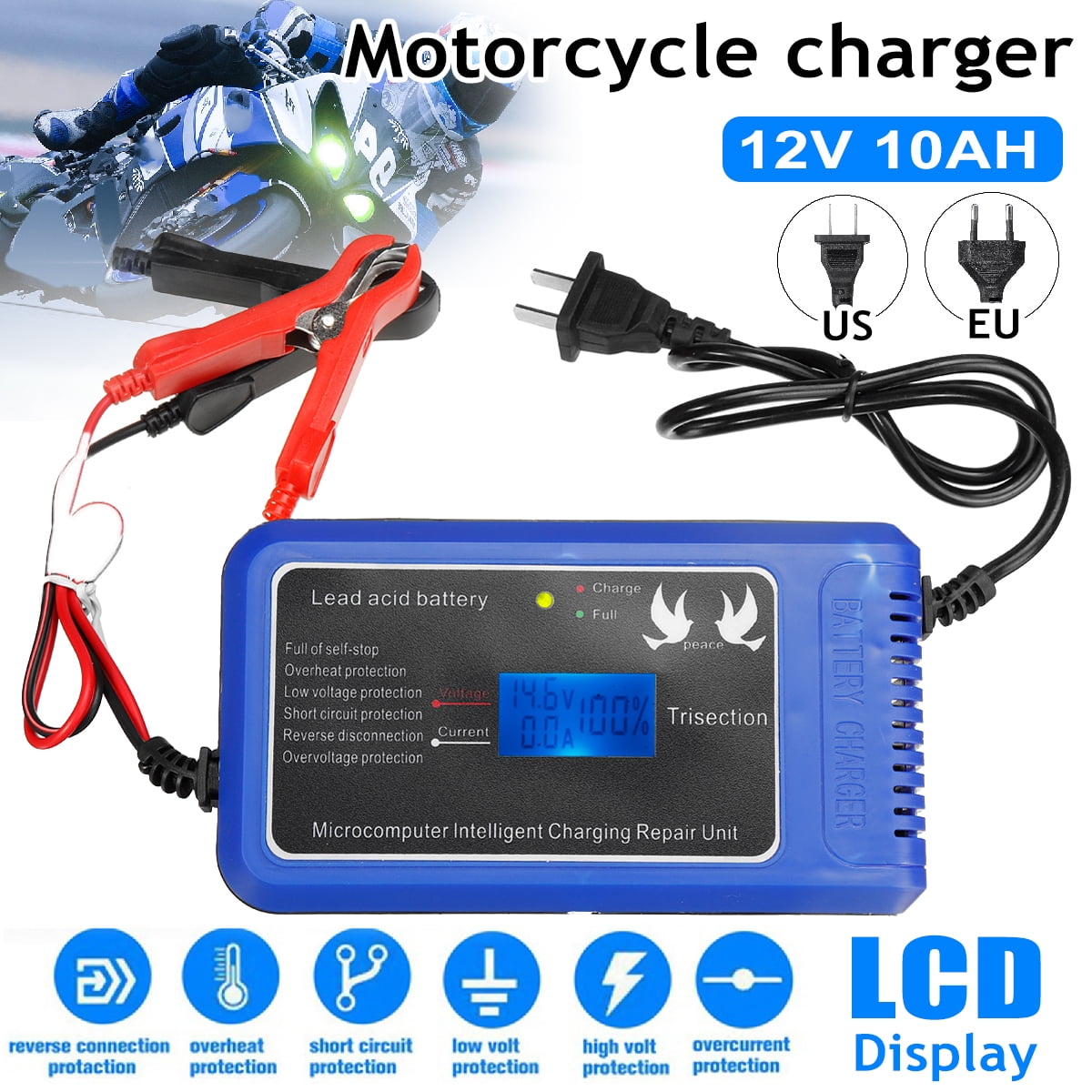 Car Battery Charger 12V 24V Smart Battery Charger Auto Car Truck RV 6
