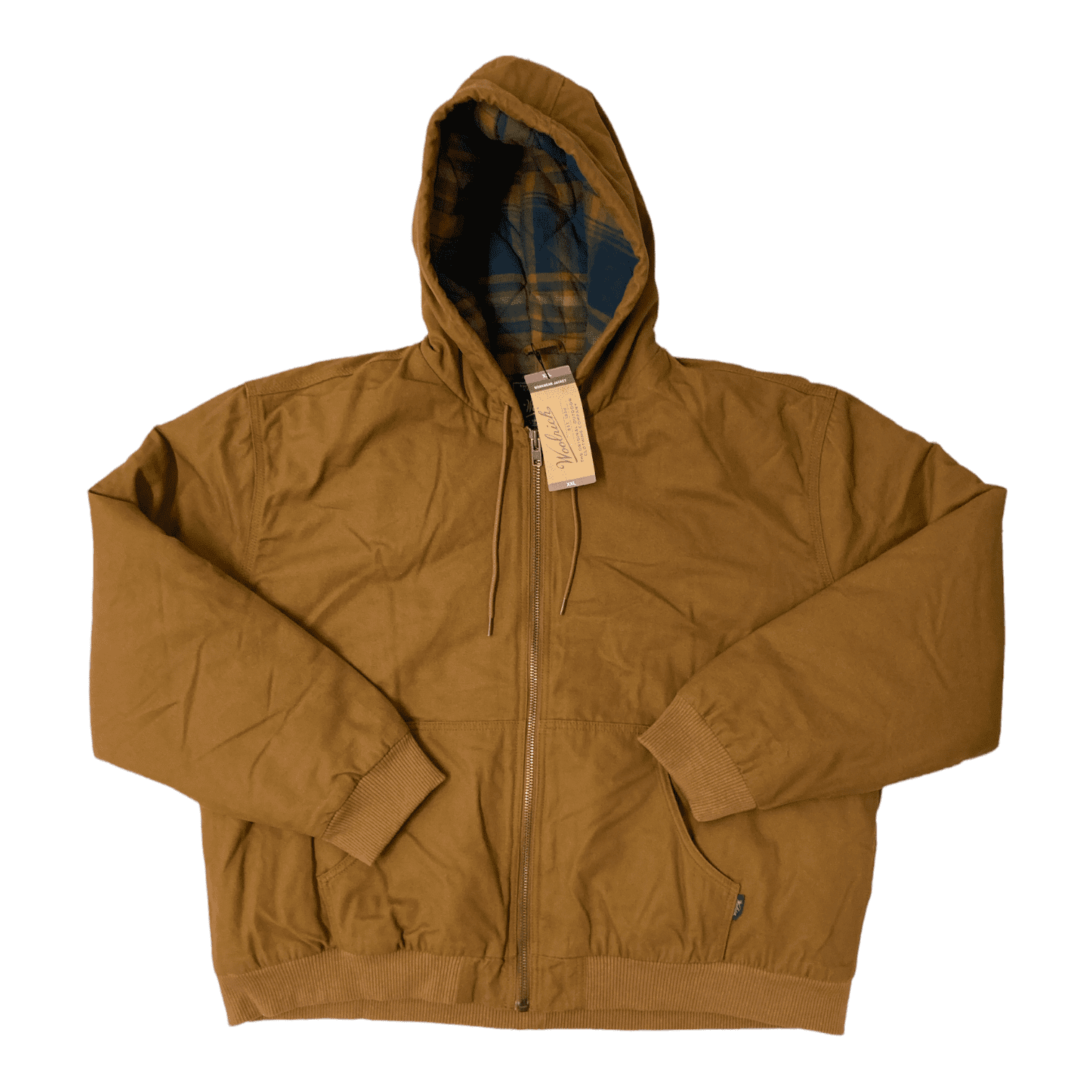 Woolrich Men's Cotton Canvas Flannel Lined Hooded Jacket (Hazelnut, XL ...
