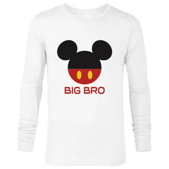 Disney Mickey Mouse Red Shorts Icon Big Bro Brother Family- Long Sleeve T-Shirt for Men - Customized-White